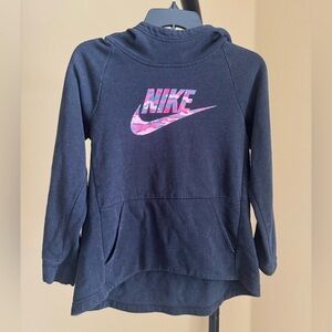 Nike Kids Black Hoodie Pink Camo Logo